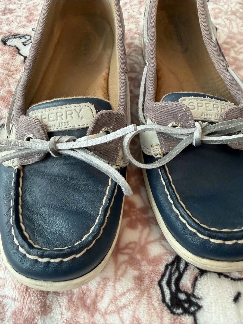 Sperry Navy Blue and Tan Two-Tone Boat Shoes
